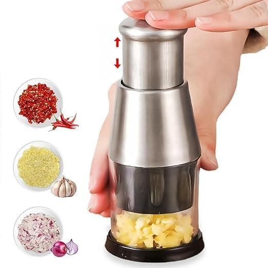 Stainless Steel Hand Food Chopper & Garlic Press