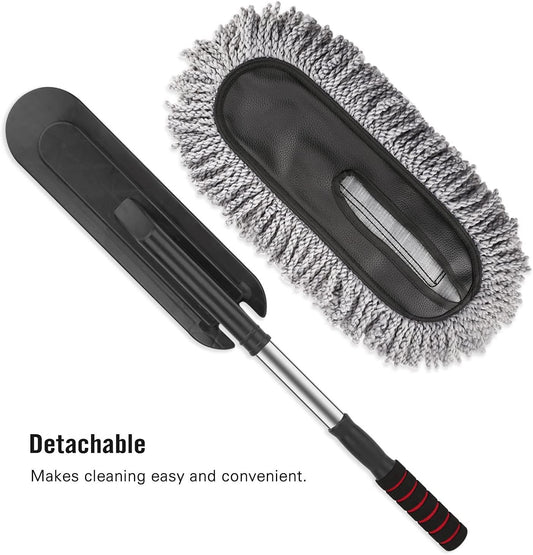 Retractable Flexible Microfiber Car Duster – 360° Rotating Mop