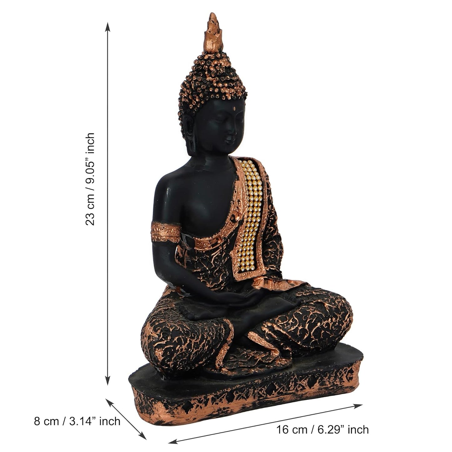 Black and Golden Meditating Lord Buddha Handcrafted Decorative Showpiece