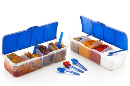 4-in-1 Spice Vault with Measuring Spoons and Airtight Lid – Pack of 2