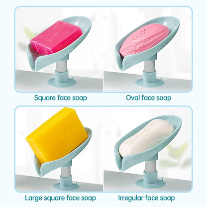 Leaf Shape Self Draining Soap Holder with Suction Cup – Pack of 2