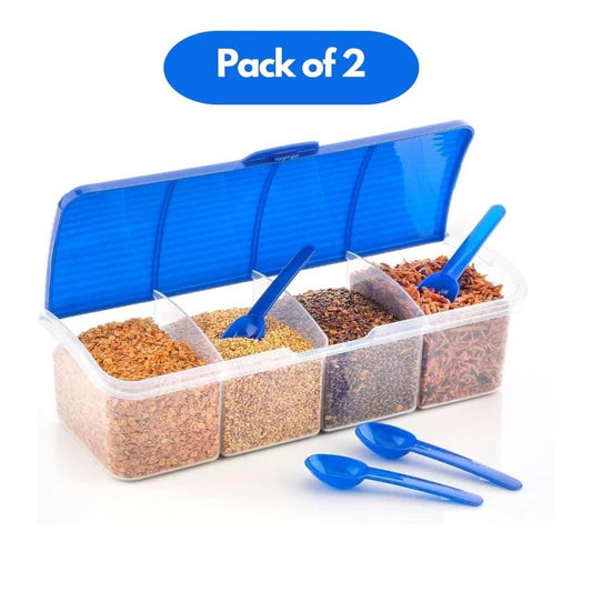4-in-1 Spice Vault with Measuring Spoons and Airtight Lid – Pack of 2