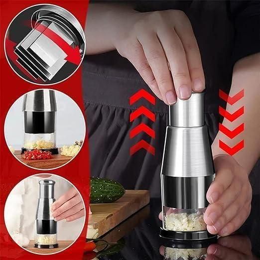 Stainless Steel Hand Food Chopper & Garlic Press