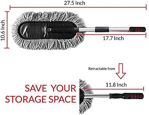 Retractable Flexible Microfiber Car Duster – 360° Rotating Mop