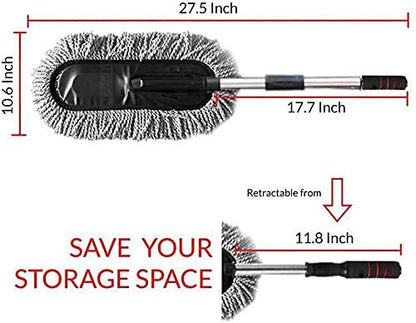 Retractable Flexible Microfiber Car Duster – 360° Rotating Mop