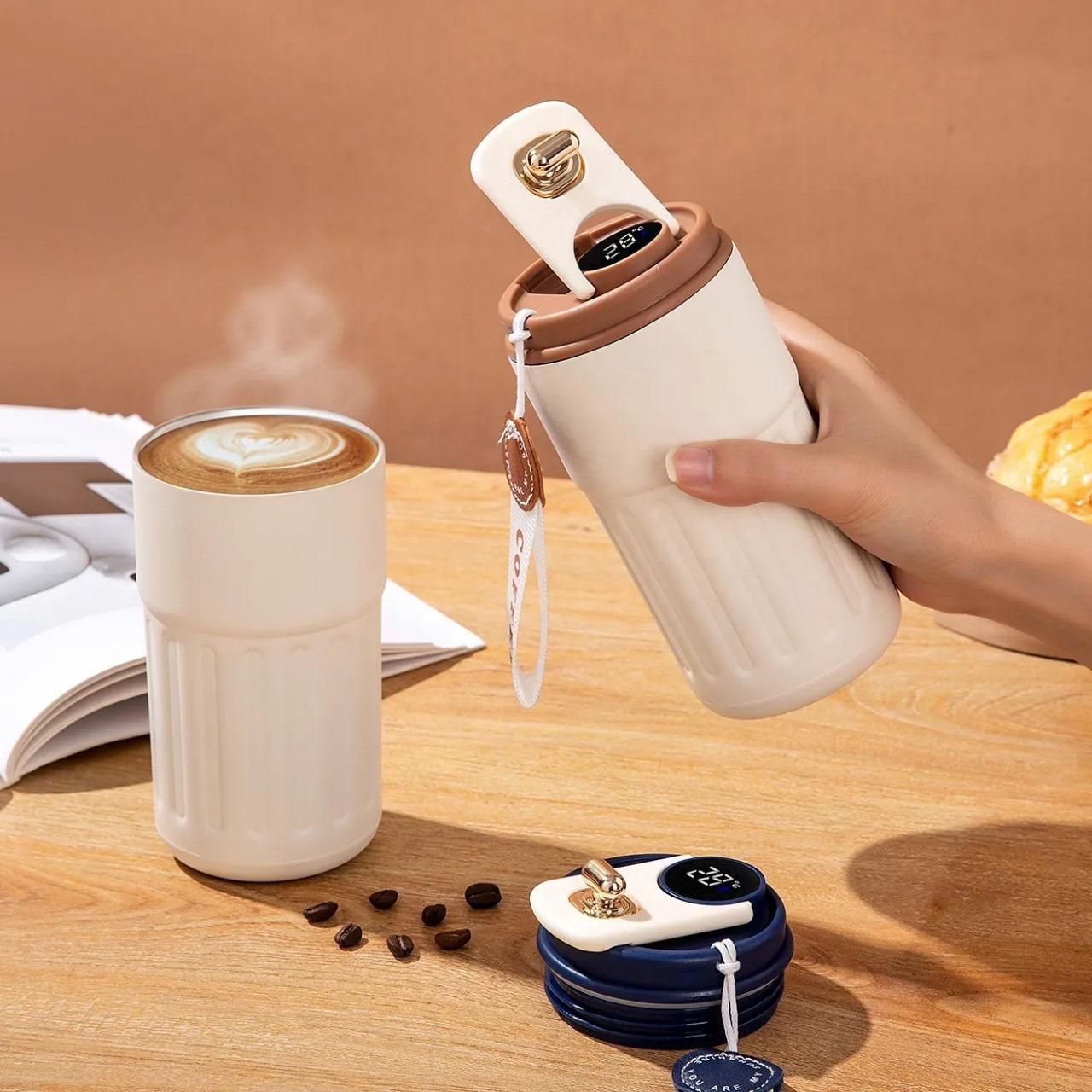 Stainless Steel Hot & Cold Vacuum Insulated Coffee Mug with Temperature Display