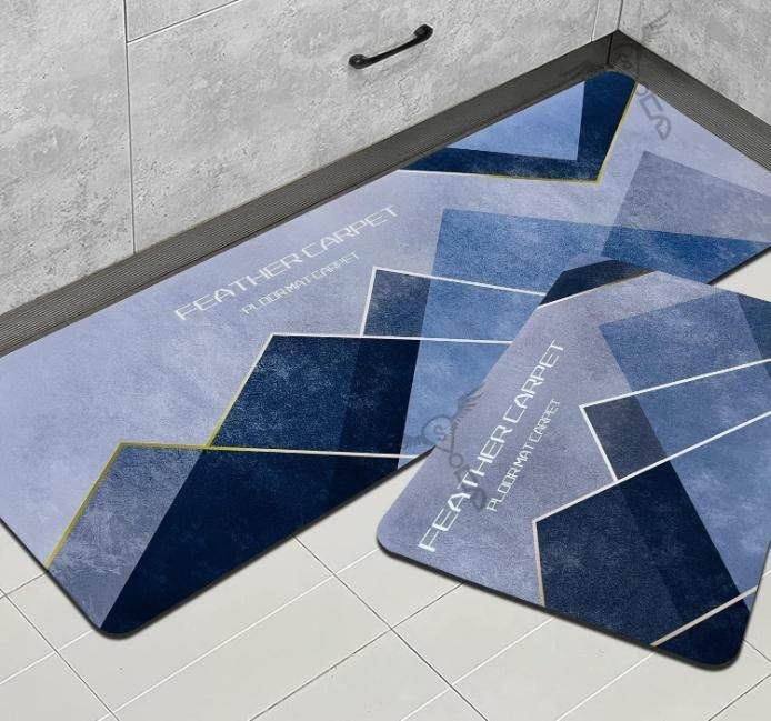 Rubber Floor Mat with Runner – Geometric Pattern