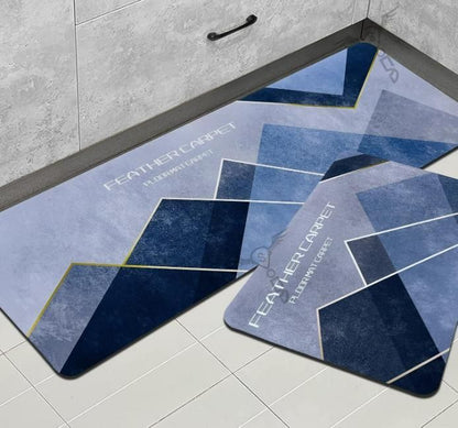 Rubber Floor Mat with Runner – Geometric Pattern