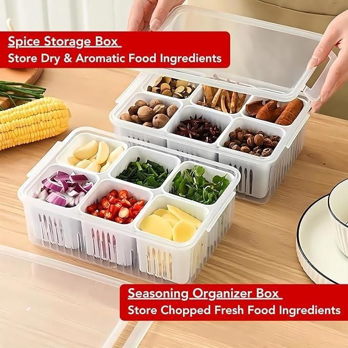 Food Storage Box with Lid – 6 Compartments