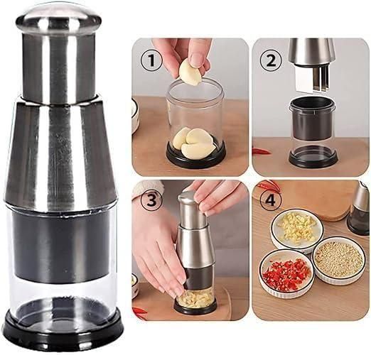Stainless Steel Hand Food Chopper & Garlic Press