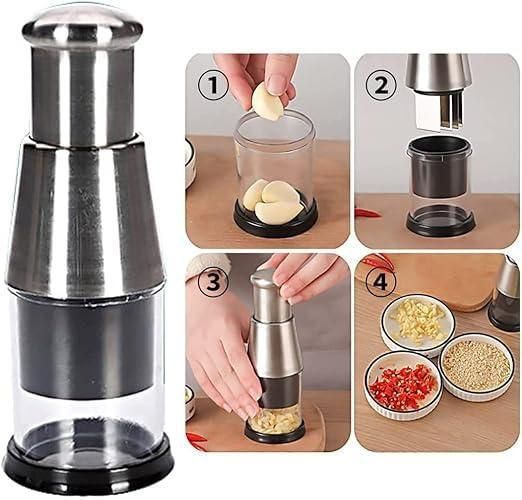 Stainless Steel Hand Food Chopper & Garlic Press