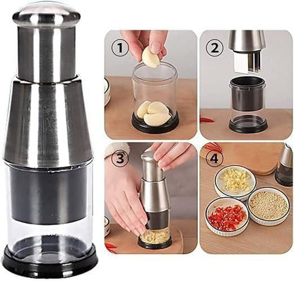 Stainless Steel Hand Food Chopper & Garlic Press