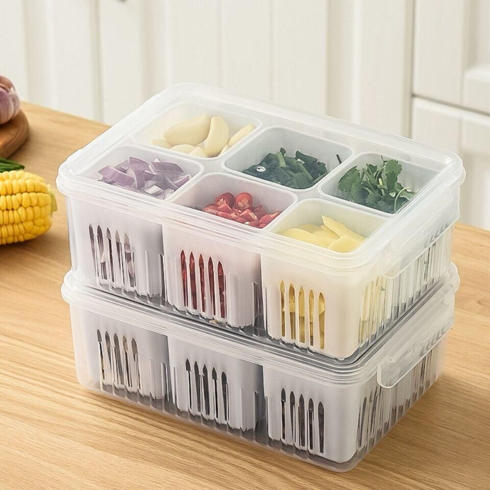 6 Grid Fridge Storage Boxes Containers – Pack of 1