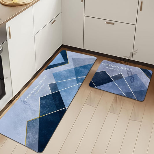 Rubber Floor Mat with Runner – Geometric Pattern