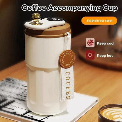 Stainless Steel Hot & Cold Vacuum Insulated Coffee Mug with Temperature Display