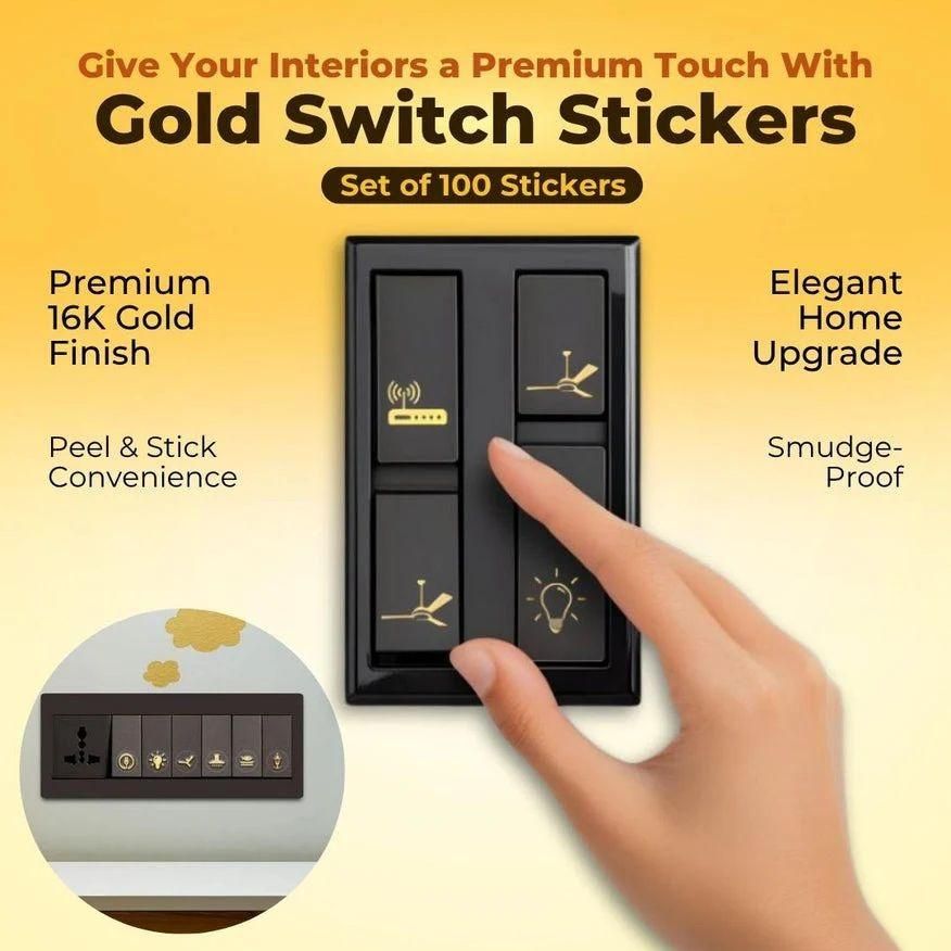 Gold Switch Stickers – Functional Icons (Multiple Set Options)
