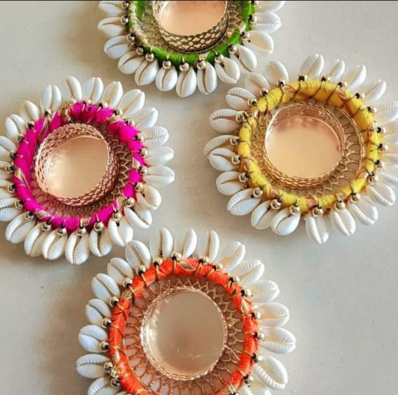 Cowrie Shell Design Tealight Holder – Pack of 2