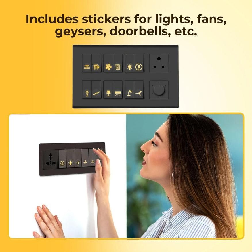 Gold Switch Stickers – Functional Icons (Multiple Set Options)