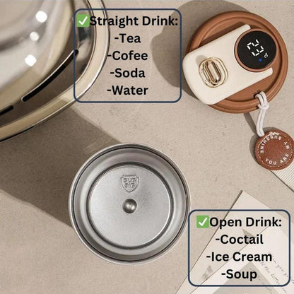 Stainless Steel Hot & Cold Vacuum Insulated Coffee Mug with Temperature Display