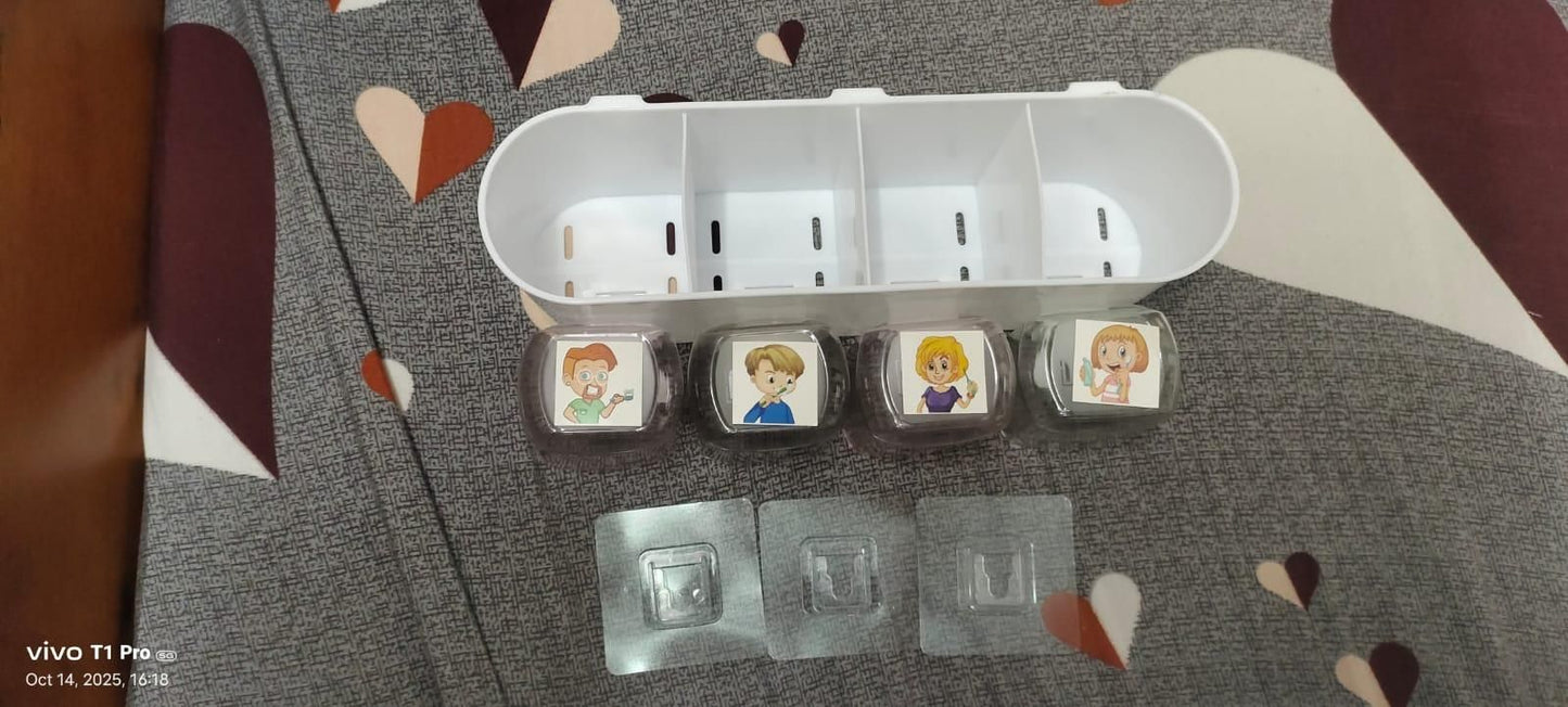 Plastic Toothbrush Holder Wall Mounted – 8 Holders with Storage Rack