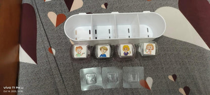 Plastic Toothbrush Holder Wall Mounted – 8 Holders with Storage Rack