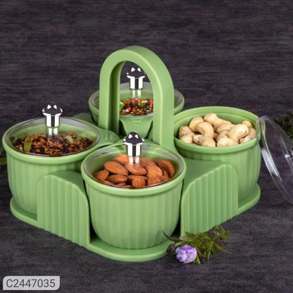 Multipurpose 4 Pcs Storage Jar With Tray