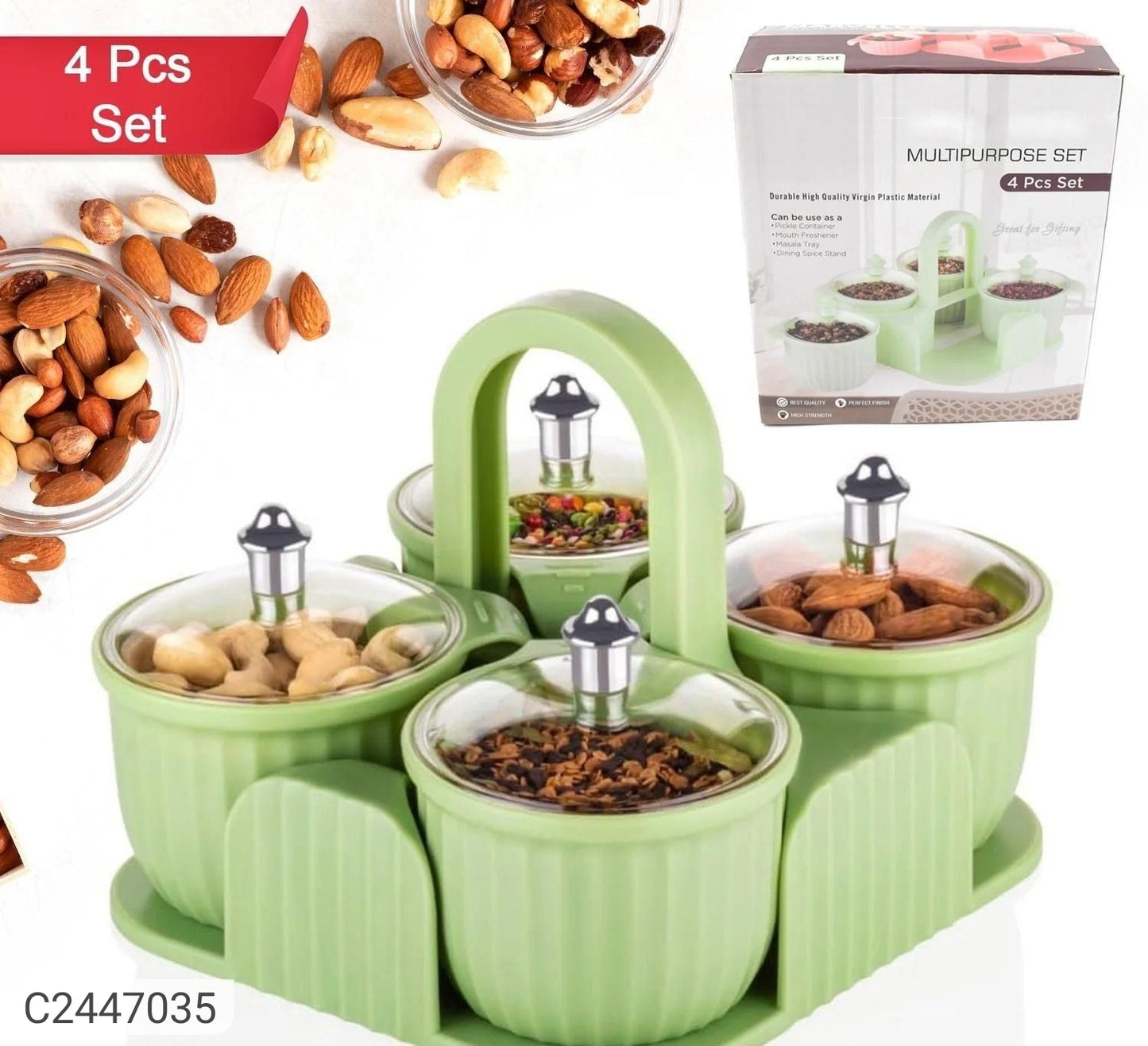 Multipurpose 4 Pcs Storage Jar With Tray