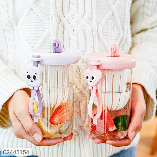 Glass Tumbler with Fruit Infuser Lid and StrawPackage